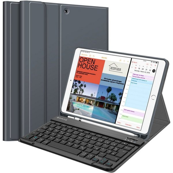 Fintie Tablet-Hülle mit Tastatur für iPad Air 10.5" 2019 (3. Gen) / iPad Pro 10.5" 2017, TPU Rückseite mit Stifthalter, magnetisch Abnehmbarer QWERTZ Tastatur