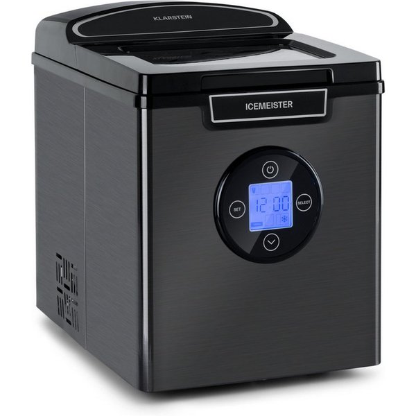 Klarstein Eiswürfelmaschine Icemeister 2G Eiswürfelmaschine 12 kg/24h LCD Edelstahl 3 Größen, Eiswürfelbereiter Ice Cube Maker Ice Maker mit Wassertank & Auto-S