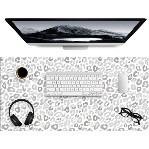 MuchoWow Gaming Mauspad Leopard - Motiv - Grau (1-St), Gaming Mauspad XXL, Schreibtischunterlage, Desk Mat Groß, 80x40 cm
