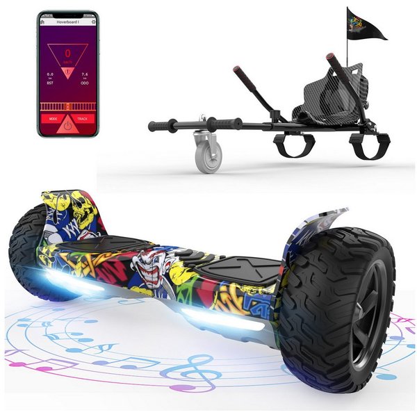 RCB Balance Scooter Kart Set, 8,5'' Off-Road SUV Hoverboard mit Sitz, Go-Kart, APP, Bluetooth