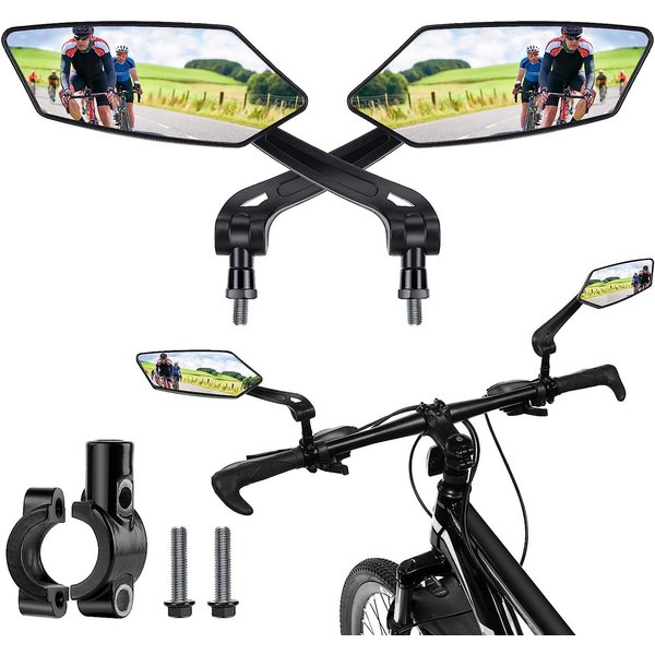 Refined Living Fahrradspiegel Fahrradspiegel,extra große Spiegelfläche,schlagfestes Echtglas (Fahrradspiegel für Lenker ebike,Rückspiegel Fahrrad Spiegel,HD-Fah