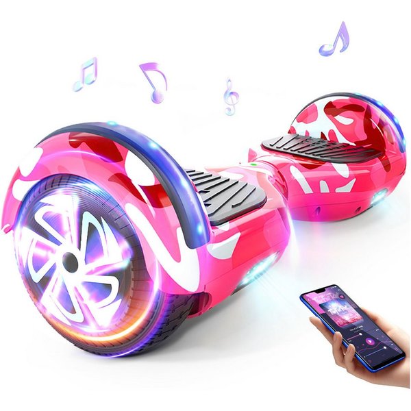 SISIGAD Balance Scooter 6,5 Zoll Dualmotorräder, Hoverboard mit LED-Licht, Smart Bluetooth, Hoverboard mit LED Lichter Bluetooth,Geschenk für Kinder
