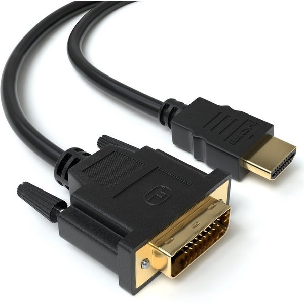 JAMEGA HDMI auf DVI 24+1 Kabel High Speed FULL HD 1080p Meter PC Monitor HDMI-Kabel, DVI-D Stecker, HDMI Stecker, (200 cm)