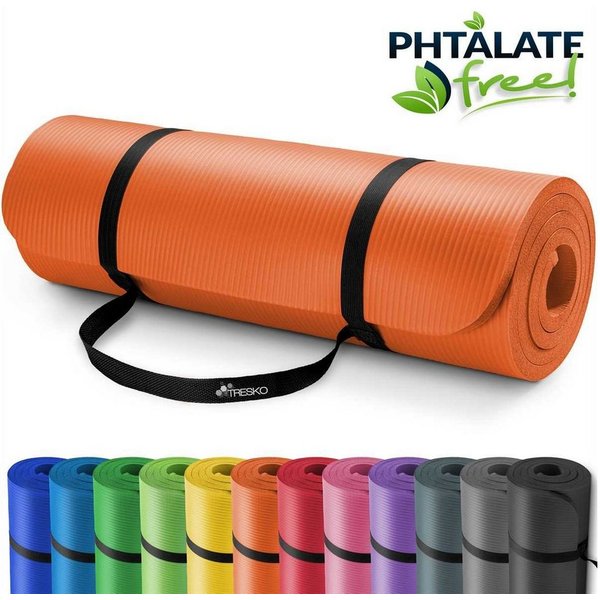 TRESKO Gymnastikmatte rutschfest mit Tragegurt Sportmatte gepolstert, Yogamatte Gymnastikmatte Dick Fitnessmatte