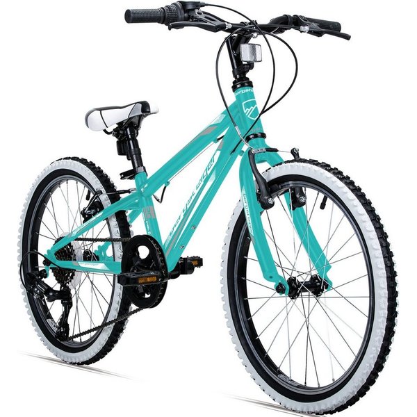 bergsteiger Kinderfahrrad Kansas 20, 24 Zoll, 6, 7, 8, 9, 10, 11 Jahre, Mädchen, Jungen, 6 Gang Shimano Tourney RD-TY300 Schaltwerk, Kettenschaltung, V-Brakes