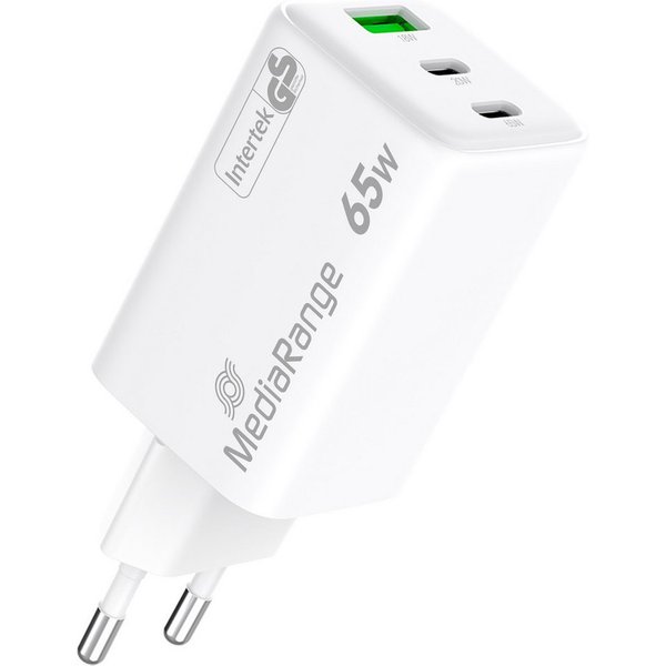 Mediarange Mediarange Ladegerät Power Adapter 65 Watt GaN 1x USB-A + 2x USB-C USB-Ladegerät