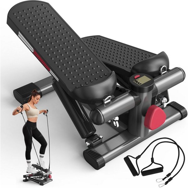 JASPORT Mini-Stepper ST1 2-in-1 Mini Stepper mit Widerstandsband (2-in-1 Up-Down Swing Stepper mit Power Ropes), leise, max. Belastbarkeit 100kg