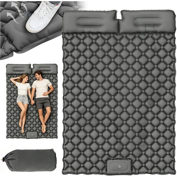 AKKEE Isomatte Campingmatte mit Kissen, Isomatte Outdoor, 2 Personen, Selbstaufblasend, Isomatte Ultraleicht, Isomatte Camping Outdoor