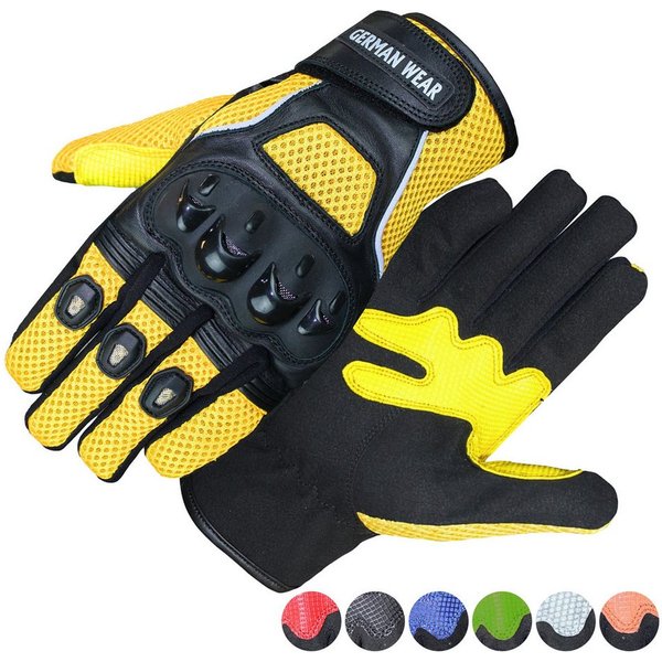 German Wear Motorradhandschuhe GW400G-M9 Motocross Biker Handschuhe Leder- & Textilhandschuhe in 6 Farben