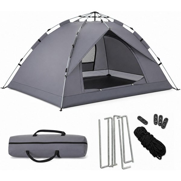 relaxdays Wurfzelt Campingzelt 3-4 Personen Schnellaufbau, Personen: 4 (14 tlg)