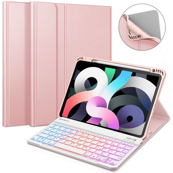 Fintie Tablet-Hülle für iPad Air 11'' M4/M3/M2(2026/2025/2024), iPad Air 5/4 Gen 2022/2020 10.9 Zoll, Keyboard mit DIY Hintergrundbeleuchtung, Deutsches QWERTZ 