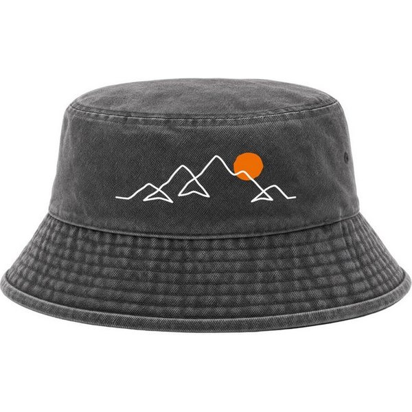 Neverless Fischerhut Anglerhut mit Print Berg Linie Bucket Hat Baumwolle Neverless®