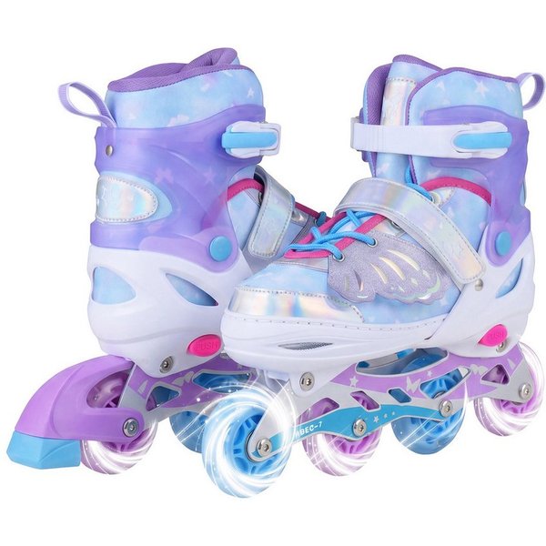 COSTWAY Rollschuhe, Kinder Inliner 4 Größen verstellbar mit LED Rädern