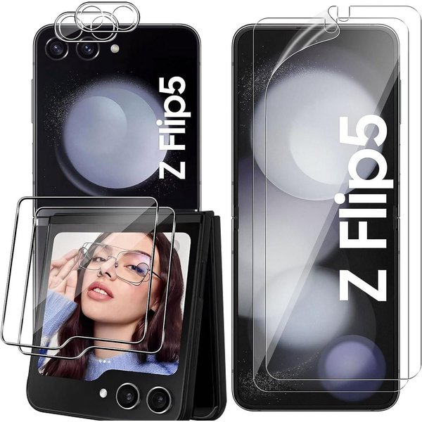MSM Displayschutzglas 6in1 Schutzglas (Display + Kamera) für Samsung Galaxy Z Flip 5 5G