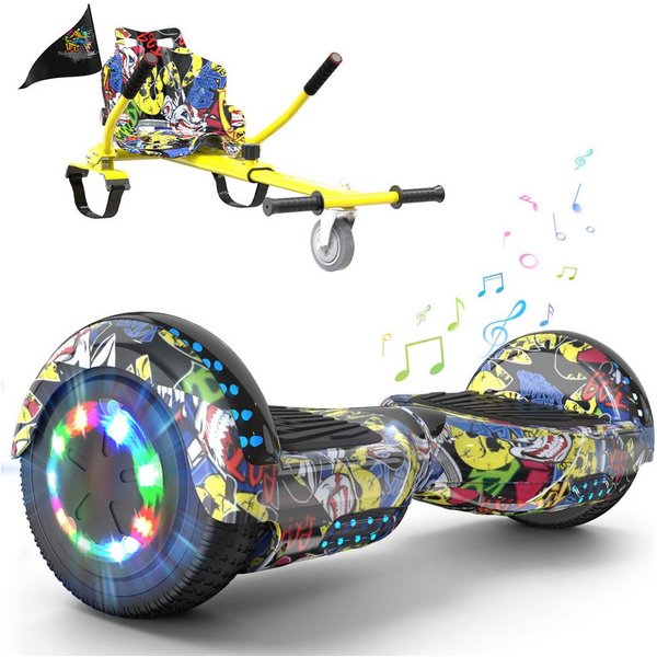 RCB Balance Scooter Kart Set, 6,5 Zoll Hoverboard mit Sitz für Kinder, Hoverboard mit Go-Kart