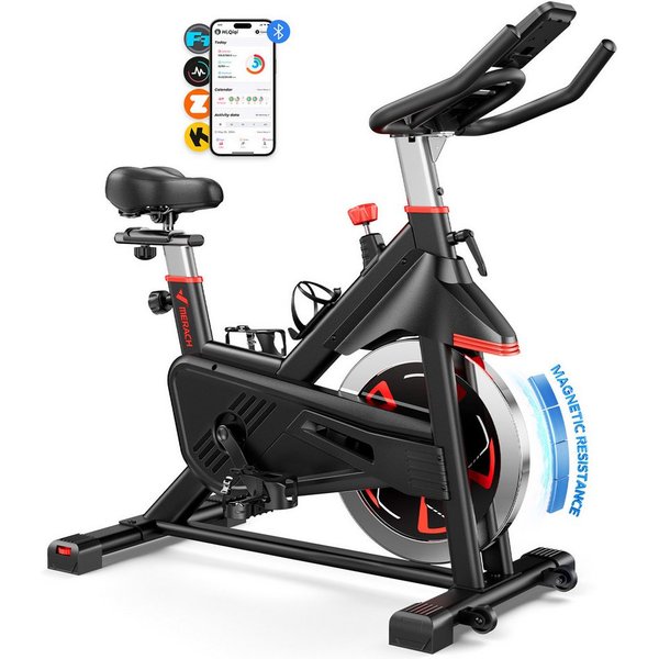 MERACH Heimtrainer Fahrrad für Zuhause mit APP & Magnetwiderstand (0-100% Magnetwiderstand, Bremssystem, Extrem laufruhig, 1-tlg., Zwift und Kinomap & Mobilgerä