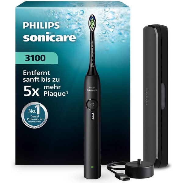 Philips Sonicare Elektrische Zahnbürste Series 3100, mit Drucksensor, 3 Intensitätsstufen, inkl. Reiseetui und Ladegerät