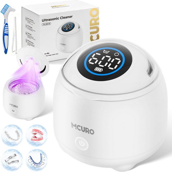 MCURO Ultraschallreiniger Ultraschallreinigungsgerät 48000Hz, 4 Modi, 200ml – für Zuhause & Büro, 4UV 254nm, 360° Reinigung, Kompakt/ Leise, inkl. 6 Reinigungst