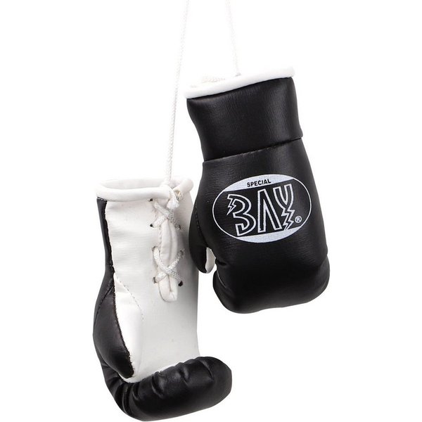 BAY-Sports Boxhandschuhe Mini Deko Box-Handschuhe Boxen Geschenk Auto Paar schwarz, Anhänger für Tasche, Autospiegel usw.
