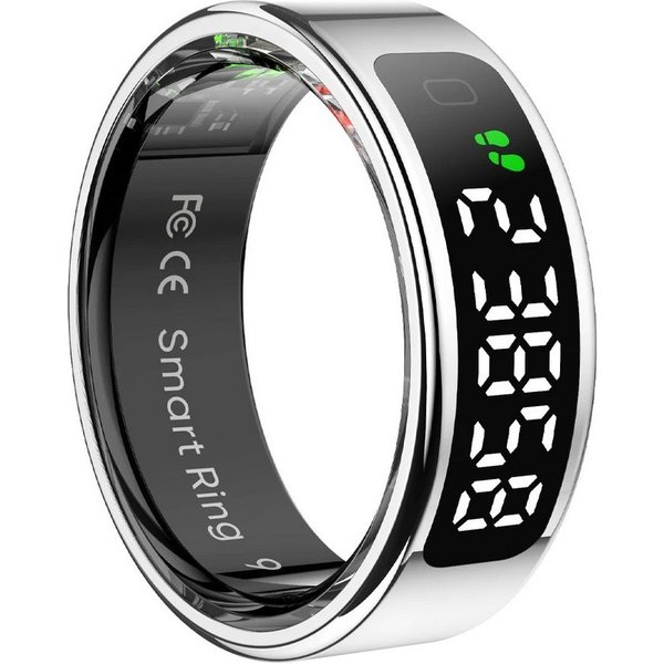 Athlix Fitness-Tracker Smart Ring mit Bildschirm und Touch Fitness Tracker Gesundheitsmanager, Wasserdicht, Touch- & Gesten-Design, aus Edelstahl