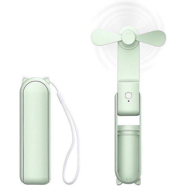 LA CUTE Handventilator Tragbarer Mini Handventilator faltbar USB-C Akku leise Grün, Faltbar, Powerbank-Funktion, 3 Stufen, leise, tragbar