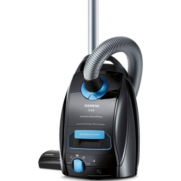 SIEMENS Bodenstaubsauger Q 5.0 extreme silencePower VSQ5X1230, Made in Germany, Hygiene-Filter, 850 W, mit Beutel, hohe Saugkraft, integriertes Zubehör, langes 