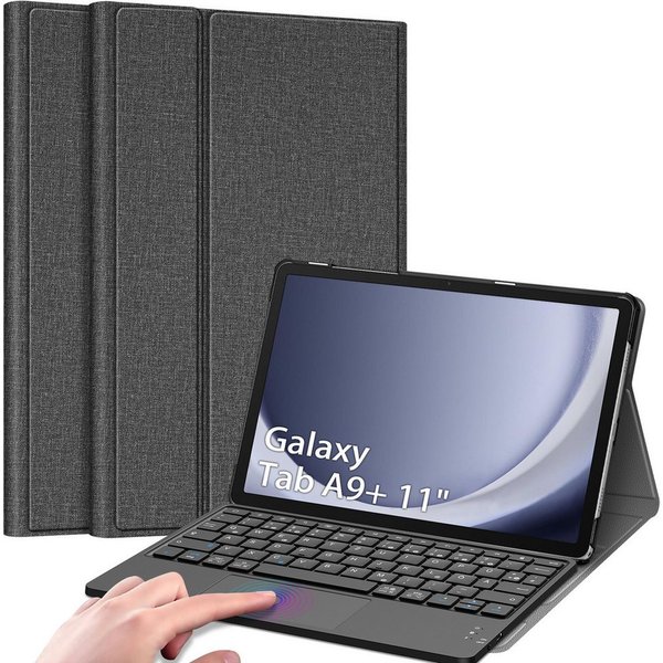 Fintie Hülle für Samsung Galaxy Tab A11+ Plus 11" 2025/Tab A9+ Plus 11'' 2023 Tablet-Tastatur (Deutscher Tastatur mit Touchpad Magnetisch Abnehmbarer Keyboard)