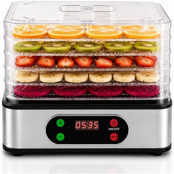 ibettertec Dörrautomat Dörrautomat Dörrgerät mit 5 Etagen, Dehydrator bis 72h-Timer 35-70°C 350 W, 5 Etagen, BPA-frei, Spülmaschinengeeignete Teile, für Obst, G
