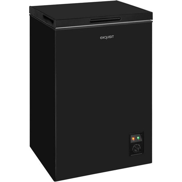 exquisit Gefriertruhe GT100-050E schwarz, 54,5 cm breit, 99 l, 4*-Gefriertruhe mit ergonomischer Griffmulde – bequem zu öffnen