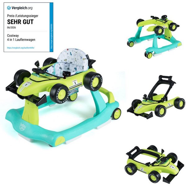 COSTWAY Lauflernhilfe 4 in 1 Lauflernwagen, mit Musik, Licht, ab 6 Monaten