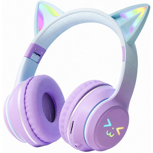 ANYSUN Bluetooth Kopfhörer,RGB-LED-Leuchten,Bluetooth 5.1,HiFi Sound, Over-Ear-Kopfhörer (Bluetooth, 60dB Rauschunterdrückung,Einstellbar,Kopfhörer Bluetooth fü