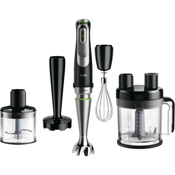 Braun Stabmixer MultiQuick 9 MQ 9187XLI - 1200W, Stufenlos, Dynamische Klinge, 1200 W, Spritzschutz, Extra Mahlklinge, 2 Modi + Pulsfunktion, Küchenmaschine