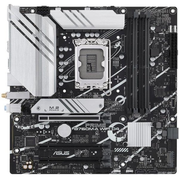Asus PRIME B760M-A Mainboard Aura Sync RGB-Beleuchtung, (WIFI D4 Gaming Mainboard Sockel, 1-St., RAM 128 GB), Intel, LGA 1700, mATX, DDR4, PCIe 4.0, M.2, WiFi 6