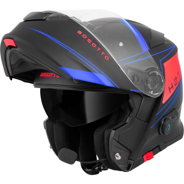 Bogotto Motorradhelm H271 BT Taog Bluetooth Klapphelm, Integriertes Kommunikationssystem,geeignet Für Brillenträger,hera