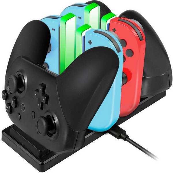 EXTSUD 6 in 1 Controller Ladegrät mit 4 Slots für Joy-Con und Typ-C USB Port Controller-Ladestation (1-tlg., für Switch Konsole/Pro Controller/Typ-C Geräte Dock