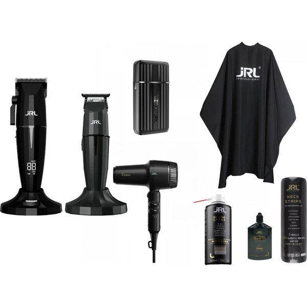 JRL Haarschneider JRL Profi Friseur Set - 1, Komplettset bestehend aus Clipper, Trimmer, Shaver, Haartrockner, Profi Barber Komplettset, kabellos & leistungssta