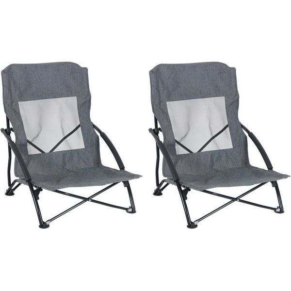 relaxdays Campingstuhl Faltbarer Strandstuhl im 2er Set (2 St), grau