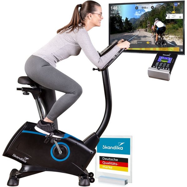 Skandika Heimtrainer Cardio Bike Atlantis Heimtrainer mit App Steuerung, Bluetooth (Maximales Benutzergewicht 150kg, Tretlager 3-teilig, Niveauregulierung), 10k