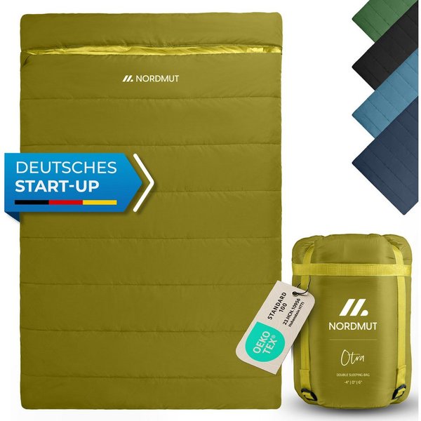 Nordmut Doppelschlafsack Deckenschlafsack XXL 2 Personen Camping Outdoor, warm, koppelbar (Spar-Set, 2 tlg., Nordmut Otra + Kompressionsbeutel), wasserabweisend