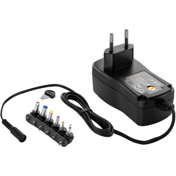 Poppstar Universal Schaltnetzteil 4,5V 5V 6V 7,5V 9V 10 V 12V - 2A Universal-Netzteil (2000mA Netzteil mit 6 Wechselsteckern und LED, 150cm)