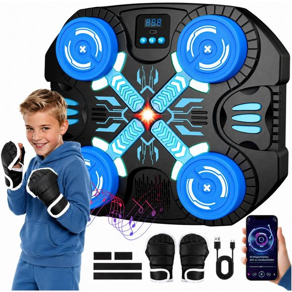 Wootoy Boxsack Boxmaschine Kinder Bluetooth Music Boxing Machine mit LED-Licht (mit 3 Spielmodi Boxhandschuhe, 1-tlg., Boxspielzeug), Wandmontage ohne Bohren