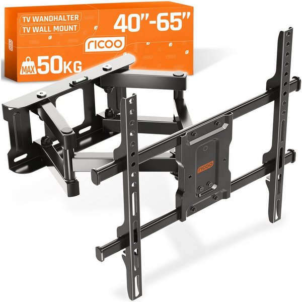 RICOO TV-Wandhalterung schwenkbar TV Halterung 43 47 50 55 60 65 Zoll max 50 Kg S7244, (bis 65 Zoll, VESA 200x200 bis 400x400, 1-tlg., Fernsehhalterung universa