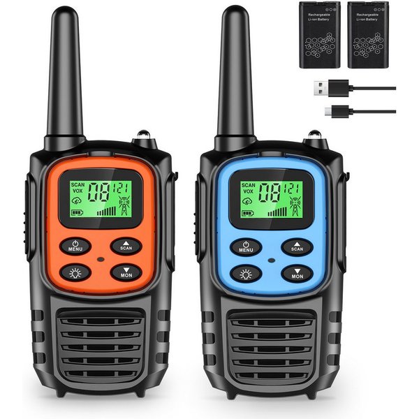 Wootoy Walkie Talkie Kommunikationsgerät Funkgeräte Walkie-Talkies Spielzeug, (Reichweite von bis zu 5 Meilen (ca. 8 km) unter günstigen Bedingungen, 2-St., mit