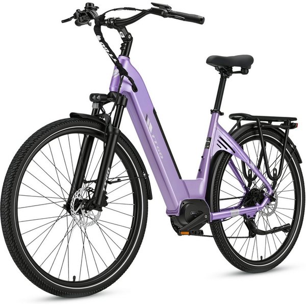 TTGO E-Bike Cityrad 28 Zoll, 75Nm Mittelmotor, 650Wh bis zu 140km, Lockout-Federgabel, 9 Gang Shimano, Kettenschaltung, Mittelmotor, 650 Wh, (Pedelec, Farb-LCD-