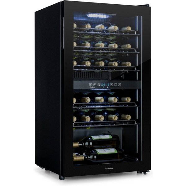 Klarstein Weinkühlschrank Shiraz 29 Duo Weinkühlschrank 2 Zonen 29 Flaschen 80L 5-22°C Touch, für 29 Standardflaschen á 0,75l,2 Zonen Wein Flaschenkühlschrank W
