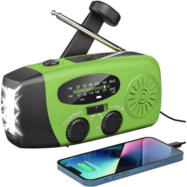 Solarbaby Solar Radio, AM/FM Kurbelradio mit Handy Ladefunktion Notfallradio Notfallradio