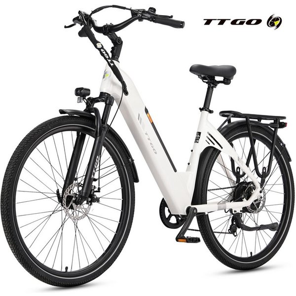TTGO E-Bike Cityrad 28 Zoll, 55Nm, 650Wh, 150km, Elektrofahrrad für Damen und Herren, 7 Gang Shimano, Kettenschaltung, Heckmotor, 650 Wh, (Alu-Pedale, max. Bela