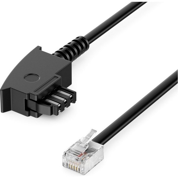 deleyCON deleyCON 6m Telefonkabel TAE-F auf RJ11 Stecker 6P4C Analoge LAN-Kabel