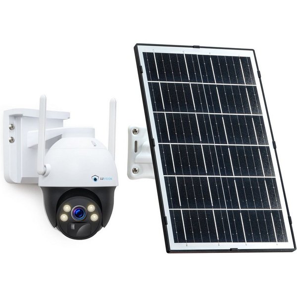 LUVISION Überwachungskamera LV-G-2033 (Außenbereich, 1-tlg., 4G / LTE PTZ Solar Überwachungskamera SIM Karte Kamera mit Mikrofon, Solarpanel, 2-Wege Audio, PC C