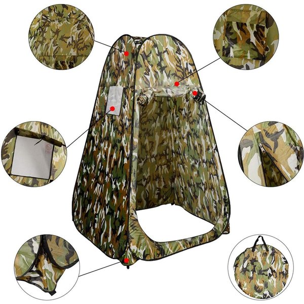 COSTWAY Faltzelt Umkleidezelt Camping Duschzelt, Personen: 1, Pop Up mit Tasche, Wurfzelt mit Innentasche